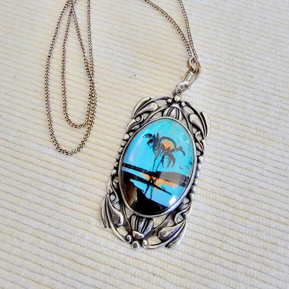 1920's Sterling Butterfly Wing Necklace - Picture 6 of 7